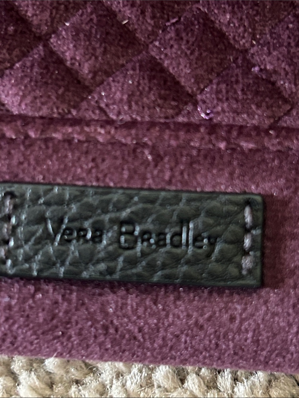 Quilted Plum faux suede Shoulder Bag with Black Strap image 2